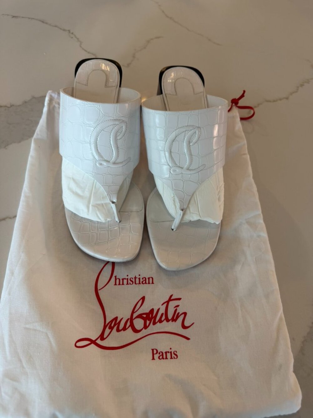 Christian Louboutin Leather Sandals White NEW